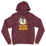 Drunk Again Hoodie in Heather Maroon color