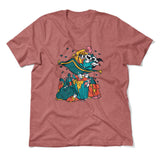 Raccoon Flying Aladdin Men/Unisex T-Shirt in Heather Mauve color