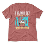 A Balanced Diet Means, A Cake In Each Hand Men/Unisex T-Shirt in Heather Mauve color