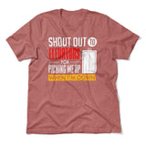 Shout Out To Elevators For Picking Me Up When I'm Down Men/Unisex T-Shirt in Heather Mauve color