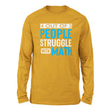 4 Out Of 3 People Struggle With Math Men/Unisex Drop Shoulder Sweatshirt in Heather Mustard color