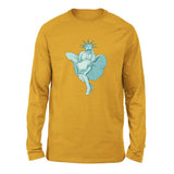 Statue Of Liberty Marilyn Monroe Men/Unisex Drop Shoulder Sweatshirt in Heather Mustard color