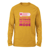 Swipe Right For Wine Mode Men/Unisex Drop Shoulder Sweatshirt in Heather Mustard color