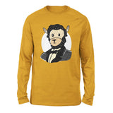 Lincoln Llama Men/Unisex Drop Shoulder Sweatshirt in Heather Mustard color
