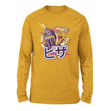 Pizza Kong Men/Unisex Drop Shoulder Sweatshirt in Heather Mustard color