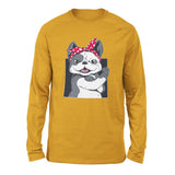 French Bulldog Men/Unisex Drop Shoulder Sweatshirt in Heather Mustard color