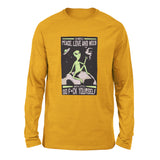 I Mostly Want Peace, Love And Weed Men/Unisex Drop Shoulder Sweatshirt in Heather Mustard color