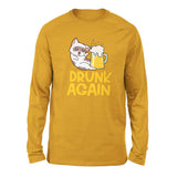 Drunk Again Men/Unisex Drop Shoulder Sweatshirt in Heather Mustard color