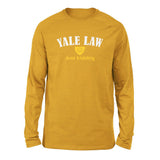 Yale Law, Just Kidding Men/Unisex Drop Shoulder Sweatshirt in Heather Mustard color
