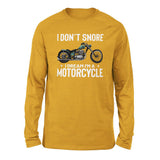 I Don't Snore, I Dream I'm A Motorcycle Men/Unisex Drop Shoulder Sweatshirt in Heather Mustard color