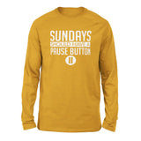 Sundays Should Have A Pause Button Men/Unisex Drop Shoulder Sweatshirt in Heather Mustard color