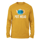 Pot Head Men/Unisex Drop Shoulder Sweatshirt in Heather Mustard color