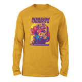 Invasion Of The Robots Men/Unisex Drop Shoulder Sweatshirt in Heather Mustard color