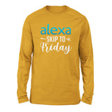 Alexa, Skip To Friday Men/Unisex Drop Shoulder Sweatshirt in Heather Mustard color