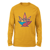 Cannabis Leaf Beach Men/Unisex Drop Shoulder Sweatshirt in Heather Mustard color