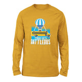Straight Outta Battle Bus Men/Unisex Drop Shoulder Sweatshirt in Heather Mustard color
