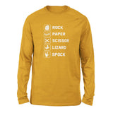 Rock Paper Scissor Lizard Spock Men/Unisex Drop Shoulder Sweatshirt in Heather Mustard color