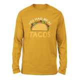 You Had Me At Tacos Men/Unisex Drop Shoulder Sweatshirt in Heather Mustard color