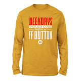 Weekdays Should Come With A Ff Button Men/Unisex Drop Shoulder Sweatshirt in Heather Mustard color