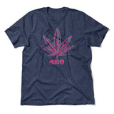420 Hemp Leaf Men/Unisex T-Shirt in Heather Navy color