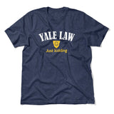 Yale Law, Just Kidding Men/Unisex T-Shirt in Heather Navy color