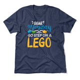 Dear Monday, Go Step On A Lego Men/Unisex T-Shirt in Heather Navy color