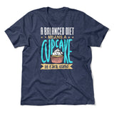 Cupcake - A Balanced Diet Men/Unisex T-Shirt in Heather Navy color