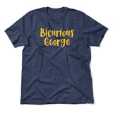 Bicurious George Men/Unisex T-Shirt in Heather Navy color