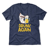 Drunk Again Men/Unisex T-Shirt in Heather Navy color