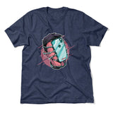 Phone Face Hugger Men/Unisex T-Shirt in Heather Navy color