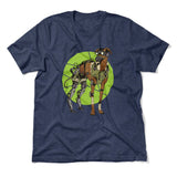 Cyber Greyhound Dog Men/Unisex T-Shirt in Heather Navy color