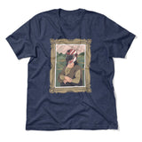 Monalisa Helmet Men/Unisex T-Shirt in Heather Navy color