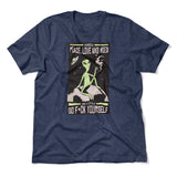 I Mostly Want Peace, Love And Weed Men/Unisex T-Shirt in Heather Navy color