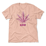 420 Hemp Leaf Men/Unisex T-Shirt in Heather Peach color
