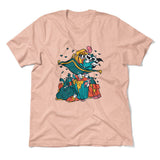 Raccoon Flying Aladdin Men/Unisex T-Shirt in Heather Peach color