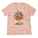 Planet Oil Squeezer Men/Unisex T-Shirt in Heather Peach color