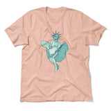 Statue Of Liberty Marilyn Monroe Men/Unisex T-Shirt in Heather Peach color