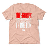 Weekdays Should Come With A Ff Button Men/Unisex T-Shirt in Heather Peach color