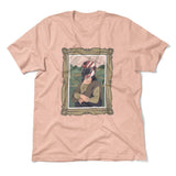 Monalisa Helmet Men/Unisex T-Shirt in Heather Peach color