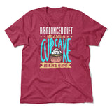 Cupcake - A Balanced Diet Men/Unisex T-Shirt in Heather Raspberry color