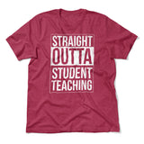 Straight Outta Student Teaching Men/Unisex T-Shirt in Heather Raspberry color