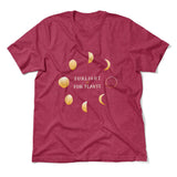Night Moon Phases Men/Unisex T-Shirt in Heather Raspberry color