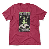 I Mostly Want Peace, Love And Weed Men/Unisex T-Shirt in Heather Raspberry color