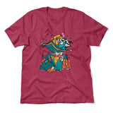 Raccoon Flying Aladdin Men/Unisex T-Shirt in Heather Raspberry color