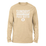 Sundays Should Have A Pause Button Men/Unisex Drop Shoulder Sweatshirt in Heather Sand Dune color