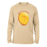 I Believe In Science Men/Unisex Drop Shoulder Sweatshirt in Heather Sand Dune color