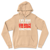 I'm Here Because You Broke Something Hoodie in Heather Sand Dune color