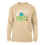 I Wet My Plants Men/Unisex Drop Shoulder Sweatshirt in Heather Sand Dune color