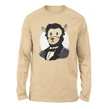 Lincoln Llama Men/Unisex Drop Shoulder Sweatshirt in Heather Sand Dune color