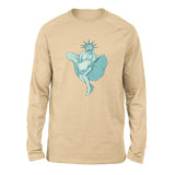 Statue Of Liberty Marilyn Monroe Men/Unisex Drop Shoulder Sweatshirt in Heather Sand Dune color